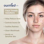 Ourmed Life Face Towels, Disposable Biodegradable Facial Towels for Sensitive Skin, Lint- free Face Wipes for Washing Face, Skincare and Makeup Remover, Dry Wipes, 10"×12" Extra Large, 50 Count