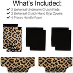 Underarm Crutch's Pad and Hand Grip Covers Universal Forearm Handle Padded Cushion Sets Accessories for Crutches Pads for Armpits (Leopard)