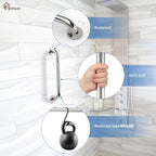 Anti-Slip Chrome Grab Bar 16 Inch, iMomwee 2 Pack Stainless Steel Bathroom Grab Bar w/Knurled Grip, Safety Shower Grab Bar for Wall, Toilet Balanced Support Bar Bathtub Assist Handle for Elderly