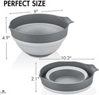 Hakan Collapsible Mixing Bowl 3.4 QT | Foldable Dish Tub, BPA Free Plastic | Multipurpose Kitchen, Camping and RV Essentials | Round Lightweight Wash Basin | Salad Bowl, 3.25 L (Gray)