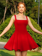 DAAWENXI Women's Sexy Sleeveless Square Neck Mini Dress Bodycon Party Club Tank Short Dresses