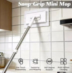 Magic Grip Mini Mop, Snap Grip No-Touch Lazy Mop with 1-Second Cloth Change, 360° Rotating Head for Walls, Floors, Windows, Corners. Cloth-Changing Mini Cleaning Tool with 10 Reusable Microfiber Cloth