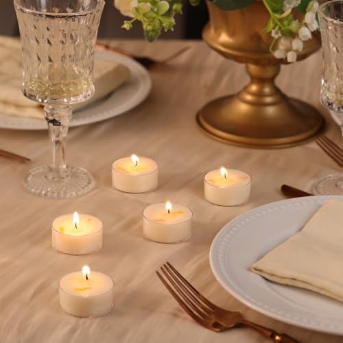 Vanilla Scented Tealight Candles, 16 Pack- Extended 4-5h Clear Cup Scented Tea Lights with Handmade Floral Surface, 100% Natural Palm Wax Tealights Smokeless for Home Cozy Night, Holidays
