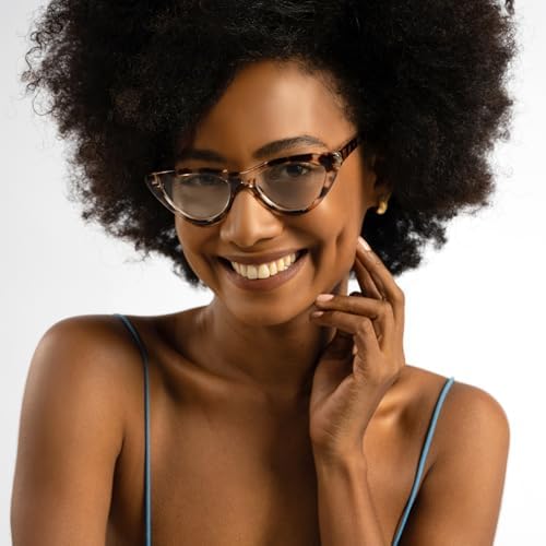 2SeeLife Premium Cat Eye TR-90 Reading Glasses for Women – Narrow–Medium Fit, Sturdy Frame, Spring Hinges, Stylish Readers, Clear Tortoise, +0.75