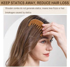 Wooden Comb, Wide Tooth Hair Comb for Women Scalp Massage and Distribute Oils - Green Sandalwood