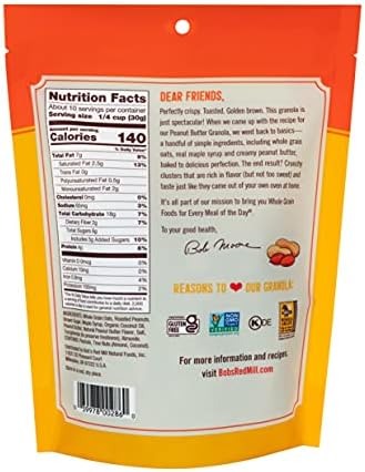 Bob's Red Mill Peanut Butter Granola, 11oz (Pack of 6) - Non GMO, Whole Grain, Kosher