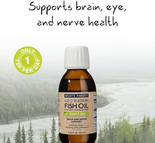 Wiley's Finest Wild Alaskan Fish Oil Summit DHA Liquid - 2140mg of DHA and 460mg of EPA Omega-3s - Citrus Flavored Liquid Supplement - 4.23 Oz (25 Servings)
