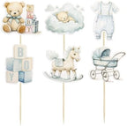 Ephlyn 36Pcs Baby Boy Cupcake Toppers Baby Shower Decorations for Boy Bear It's a Boy Cupcake Picks Decorations for Baby Boys Birthday Party Cake Decorations Blue