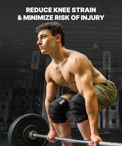 DMoose Fitness Knee Sleeves for Weightlifting (Pair) 78” Knee Wraps for Joint Support, Squats & Powerlifting - Gym Brace Straps for Joint Stability & Pain Relief, USPA & IPL Approved for Men and Women