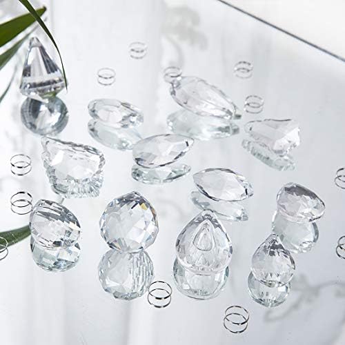 H&D Clear Jewelry Crystals Pendants Chandelier Lamp Lighting Drops Prisms Hanging Glass Prisms Parts Suncatchers Prisms Hanging Ornaments for Home,Office,Garden Decoration,Pack of 12