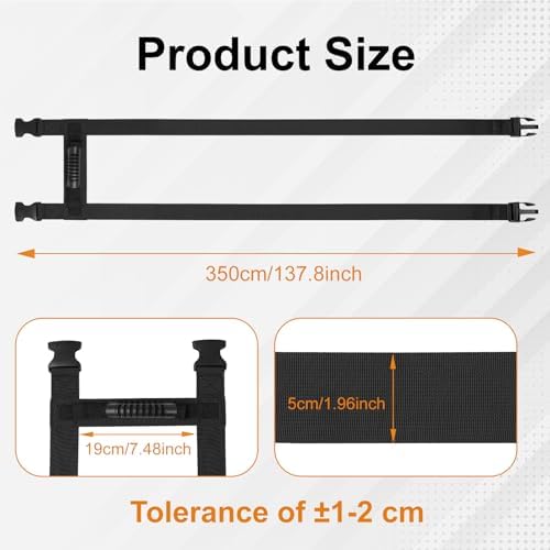 137.8 Inch Box Carrying Strap with Handle, Extra-Long Adjustable Heavy Duty H-Shaped Style Straps with Strap Organizer Clip, Handheld Belt Designed for Safely Lifting Large Boxes, Easy to Move Luggage