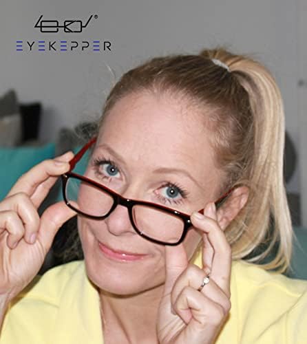 Eyekepper Classic Vintage Style Reading Glasses, Black-Red