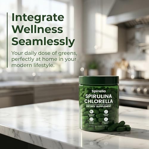Spirelia Spirulina & Chlorella Tablets, Organic Spirulina Chlorella Combination Supplement, 60 Count
