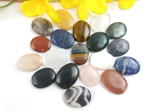 Jet Mix Worry Plam Thumb Stones Approx 15 to 18 Grams Length 1.5 to 1.8 Inch Approx (Each) Free 40 Pages Jet International Crystal Therapy Booklet Meditation Stress Relief (15)