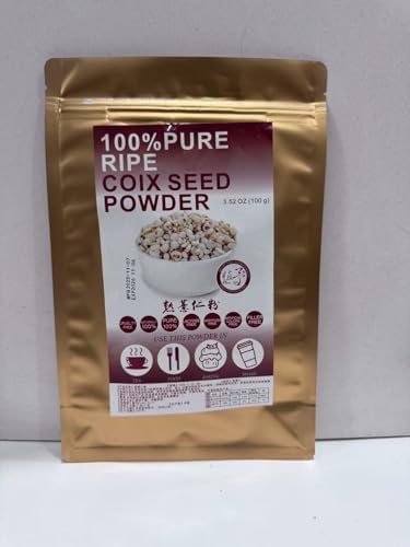 Plant Gift 100% Pure Coix Seed Powder 薏仁粉 Natural Coix Seed Flour, job's tears for Drinks, Adds Flavor and Taste Non-GMO Powder, No Filler, No additives 100G/3.25oz