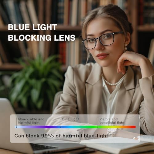 Blue Light Glasses for Woman Men | 99% Blue Light Blocking Glasses | Computer Glassess | Gaming | TV Phone Screen Reader Square Frame | Anti Eyestrain & UV Glare,1 Pack
