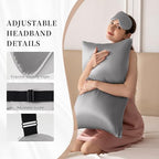 THXSILK Sleep Mask 100% 19 Momme Pure Mulberry Silk Super Smooth Cooling Sleep Eye Mask Blackout for Women/Man/Kids Eye Cover with Wide Head Strap Good Night Sleep Comfortable Travel and Nap, Grey