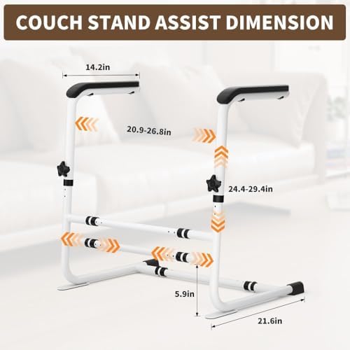 SMONTER Couch Stand Assist-Chair Lift Assist Aid for Elderly Sit to Stand Daily Safety Mobility Support Handle Rails Aid, Height & Width Adjustable, for Couch Sofa Chair Toilet Bed 450lbs Capacity