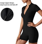 Women Bodysuit Zip Tummy Control Yoga Workout Work Out Gym Set for Athletic Rompers Romper Leotards One Piece Outfit Sexy