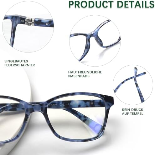 4 Pack Progressive Multifocus Reading Glasses for Women Men Spring Hinge Blue Light Blocking Readers