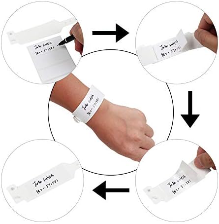 Hospital Identification Bands, Medical Adult-Sized Shield Wristband, Waterproof Patient Wristbands, Plastic Disposable Hospital ID Wristband (White, 250)