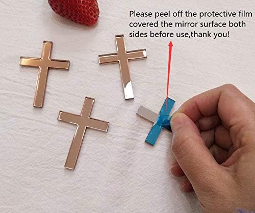 Cross Cake Decoration, Acrylic Cross Cake Charm Topper, Cake Decoration Acrylic Baptism Cross Cake Charm Religious Celebration (Rose Gold Mirror, 6inch)