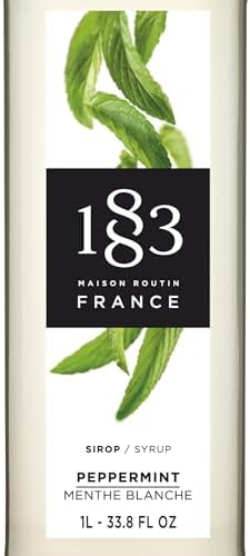 1883 Peppermint Syrup for Drinks, Made in France, 1 Liter Plastic Bottle