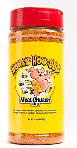 Meat Church BBQ Rub Combo: Honey Hog (14 oz) and Holy Gospel (14 oz) BBQ Rub and Seasoning for Meat and Vegetables, Gluten Free, One Bottle of Each