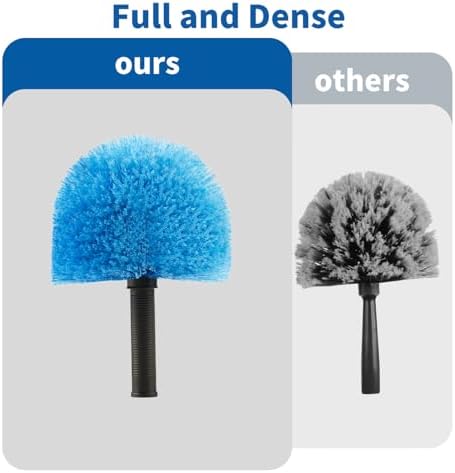 9pcs Twist-on Webster Cobweb Duster Head Brush | Spider Web Remover Brush | Cobweb Duster Head Attachment for Outdoor & Indoor Cleaning | Fits Standard 3/4 inch Threaded Poles (Blue)