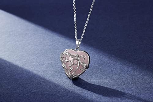 Jovivi Amethyst Rose Quartz Healing Crystal Necklace for Women Flower Leaf Wire Wrapped Crystal Heart Gemstone Pendant Necklace Natural Stone Reiki Quartz Jewelry Mothers Day Gifts