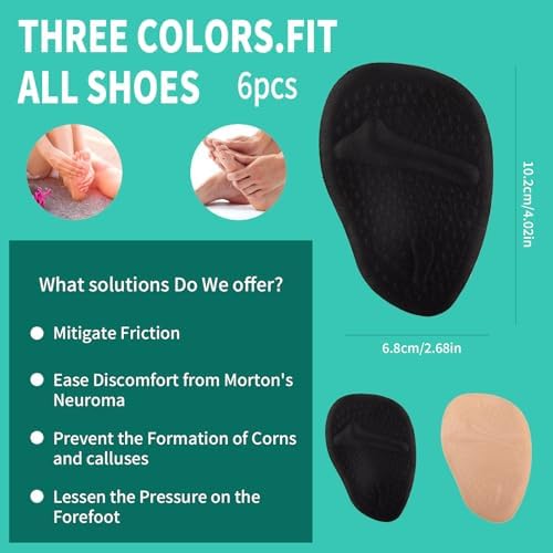 3 Pairs Ball of Foot Cushions, Metatarsal Pads Women, Heel Inserts for Women, Foot Pads Gel Shoe Inserts, Non Slip Heel Pads, High Heel Cushions for Foot Pain Relief and Comfort,One Size Fits All