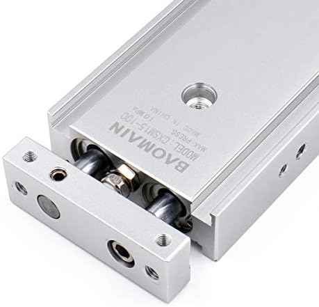 Baomain CXSM15x100 Double Rod Pneumatic Air Cylinder,0.59 inch(15 mm),Stroke 3.93 inch(100 mm), Double-Acting,Aluminum Body for Industrial Automation