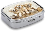 Three Small Dogs Print Pill Box Medicine Pill Organizer Small Pill Case Travel Pill Container Portable Pill Case for Pocket 2 Compartment Pill Holder Pill Boxes for Travel