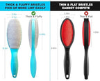 3 Pack, 3 Colors, Lint Brush for Clothes, Furniture, Double Sided Pet Hair Remover Brush, Reusable Cleaner for Dog Cat Hair, Couch, Magic Velvet Lint Brush, Red and White and Blue
