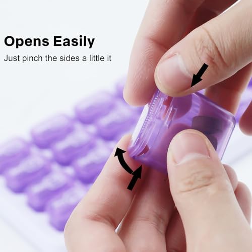 Monthly Pill Organizer, Large Travel Pill Box 31 Day, Daily Pill Case, Pill Holder Container for Vitamin, Medicine, Supplement, Fish Oil, Purple
