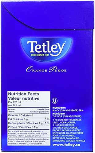 Tetley Orange Pekoe Tea, 144 Count Tea Bags, 454g/1lb, (Imported from Canada}