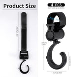 4PCS Walker Hook Hanging, 360°Multipurpose Rotation Stroller Clip Diaper Bag Hanger, Walker Accessories for Rollators, Crutches, Wheelchairs, Shopping Carts, Bike Handles