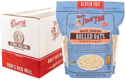 Bob's Red Mill Gluten Free Quick Cooking Rolled Oats, 28oz (Pack of 4) - Non GMO, Whole Grain, Vegan, Kosher