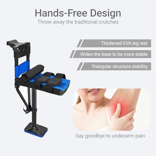 Hands Free Knee Crutch for Adults - Adjustable, Stable Knee Crutches Alternative for Foot Ankle Injury Recovery and Comfortable, Hands-Free Crutch for Adjustable with Leg Straps