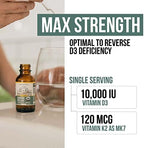 Organic Plant D3 K2 vitamin 10000 iu - All-Trans MK7 from MenaQ7 (120 mcg K2) - 100% Organic & Plant-Based Sublingual D3 Drops 10,000 iu (Cholecalciferol), 100% Vegan - Supports Immunity, Bone, Brain
