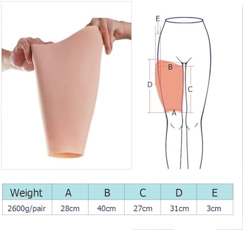 Silicone Fake Legs Set, 1 Pair Realistic Silicone Thigh Pads Leg, Corrector Wearable Fake Calf Silicone Calf Sleeves Onlays for Crooked Or Thin Legs Soft Lifelike Natural Look and Feel(Large)