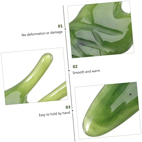 1Pc Green Natural Resin Nose Massager Two-Pronged Gua Sha Tool for Facial Care and Relaxation