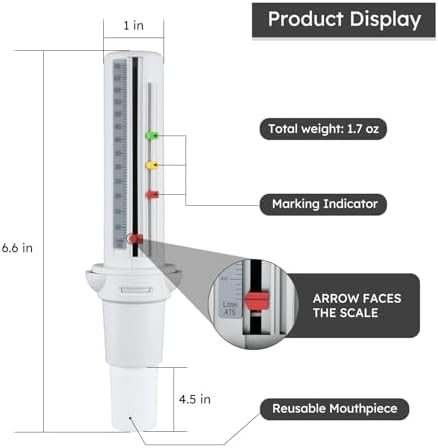 Mechanical Peak Flow Meter | PEF Tester - Track & Monitor Peak Expiratory Flow Changes