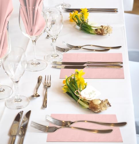 50 Pieces 3-ply Light Pink Paper Napkins 13 x 15.7 Inches Guest Towels Disposable Bathroom Paper Hand Towels for Bathroom Kitchen Wedding Birthday Party Disposable Napkins