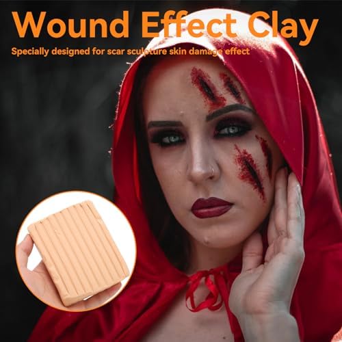 Scar Wax, Wound Effect Clay Scar Professional Fake Moulding Skin Wax for Stage Special Effects Halloween SFX Theatrical Makeup