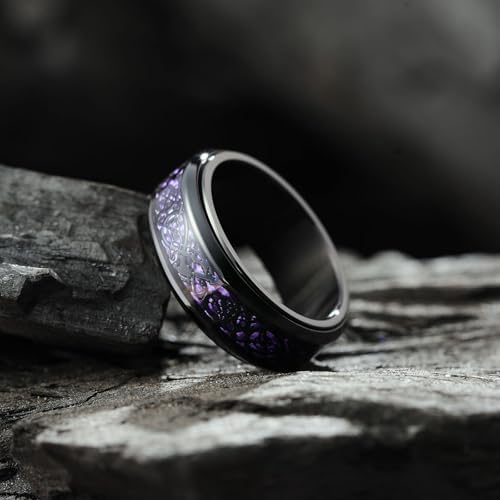 King Will 316L Stainless Steel Spinner Ring for Men Women- 8mm Width Fidget Ring with Dragon/Celtic Knot Pattern, Stress Anxiety Relief Comfort Fit Wedding Band