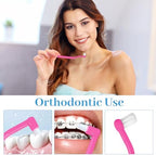 6 Pieces 2-in-1 Toothbrush with Interdental and Wisdom Teeth Brush Heads for Comprehensive Oral Care, Soft Single Interdental Brushes Between Teeth Wisdom Toothbrush for Braces