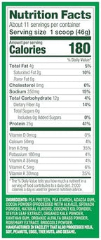 Vega Protein and Greens Protein Powder Creamy Chocolate (11 Servings) 25g Plant Based Protein Plus Veggies, Vegan, Non-GMO, Pea Protein for Women and Men, 1.2lbs