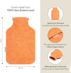 2.0L Fashy Hot Water Bottle with Barker Textiles 100% Wool Cover (Orange) Hot Water Bag with Cover