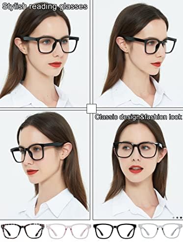 AEZUNI Oversize Square Reading Glasses for Women Oversized Trendy Large Readers 1.0 1.25 1.5 1.75 2.0 2.25 2.5 2.75 3.0 3.5 4.0 5.0 6.0 (Black,1.25)